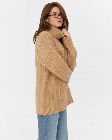 Светр з комбінованою в'язкою від FASHIONISTA пісочний
