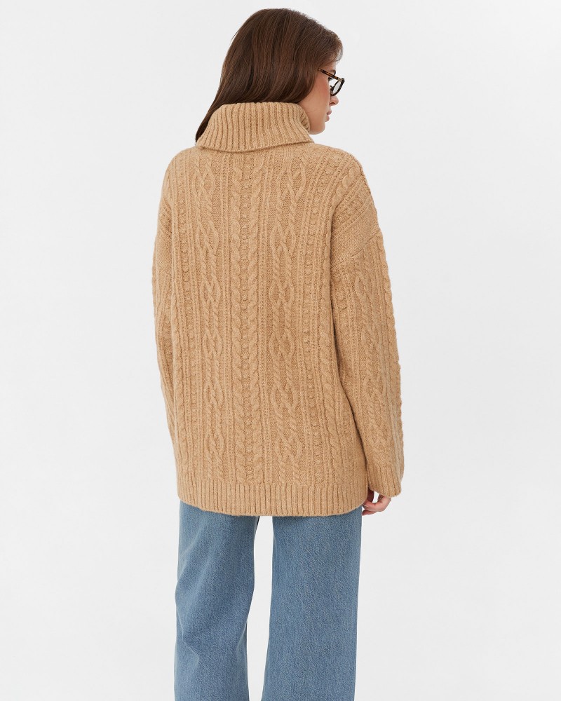 Светр з комбінованою в'язкою від FASHIONISTA пісочний