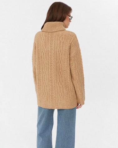 Светр з комбінованою в'язкою від FASHIONISTA пісочний