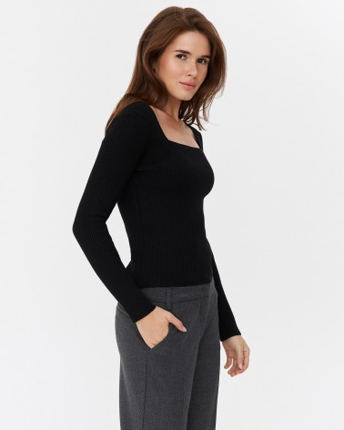 Джемпер з прямокутним вирізом від FASHIONISTA чорний