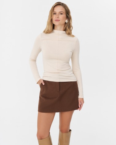 Світло-бежевий лонгслів з коміром стійкою FASHIONISTA