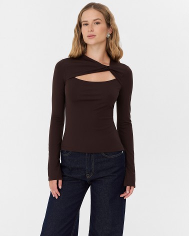 Коричневий лонгслів з переплетенням FASHIONISTA