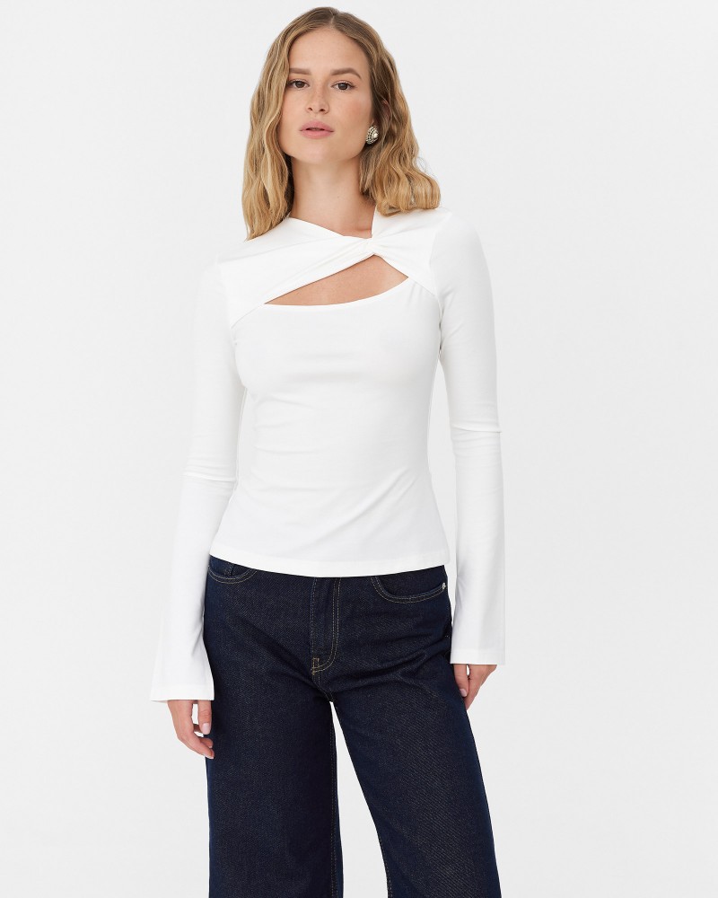 Молочний лонгслів з переплетенням FASHIONISTA