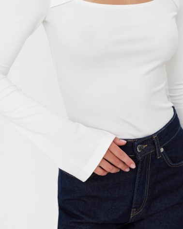 Молочний лонгслів з переплетенням FASHIONISTA