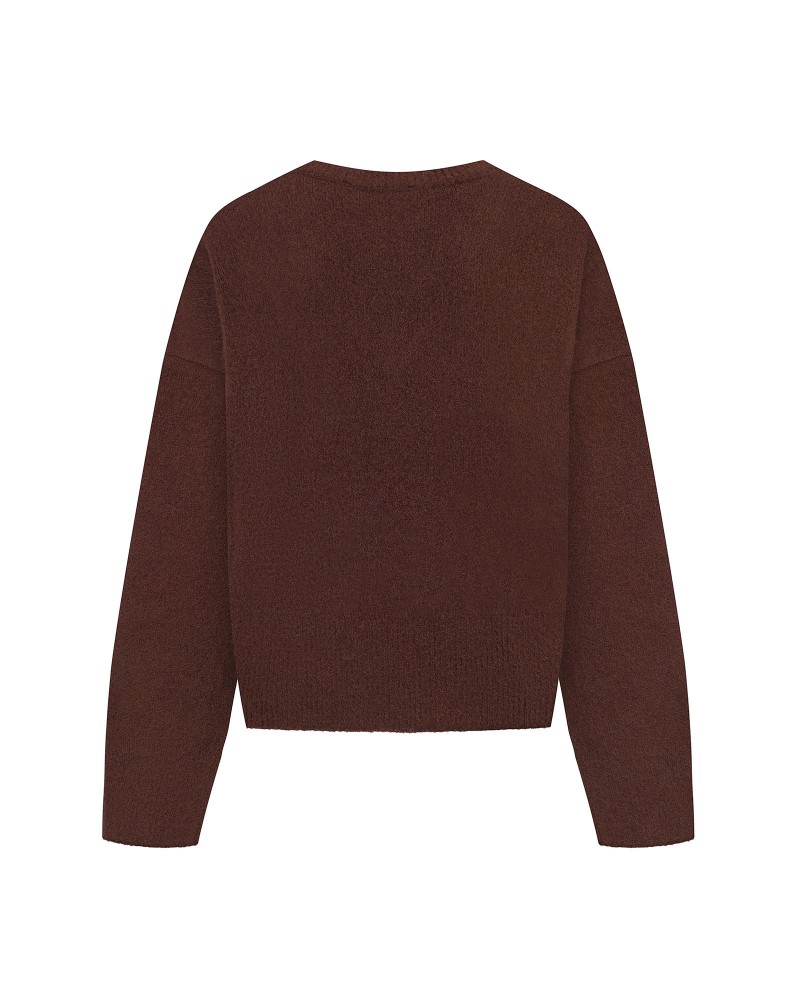 Коричневий пуловер з манжетами FASHIONISTA