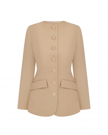 Бежевий жакет приталеного крою FASHIONISTA