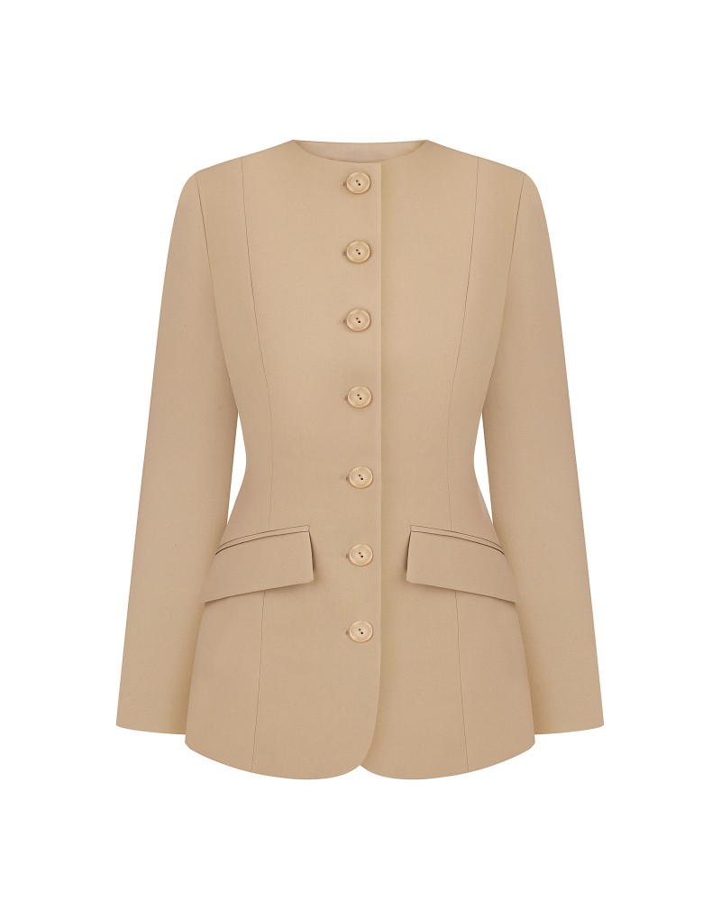 Бежевий жакет приталеного крою FASHIONISTA