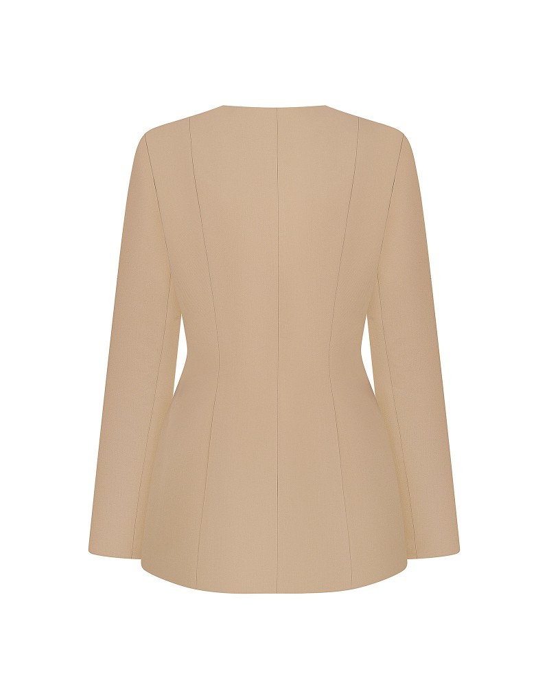 Бежевий жакет приталеного крою FASHIONISTA