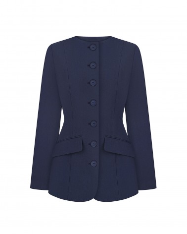 Синій жакет приталеного крою FASHIONISTA