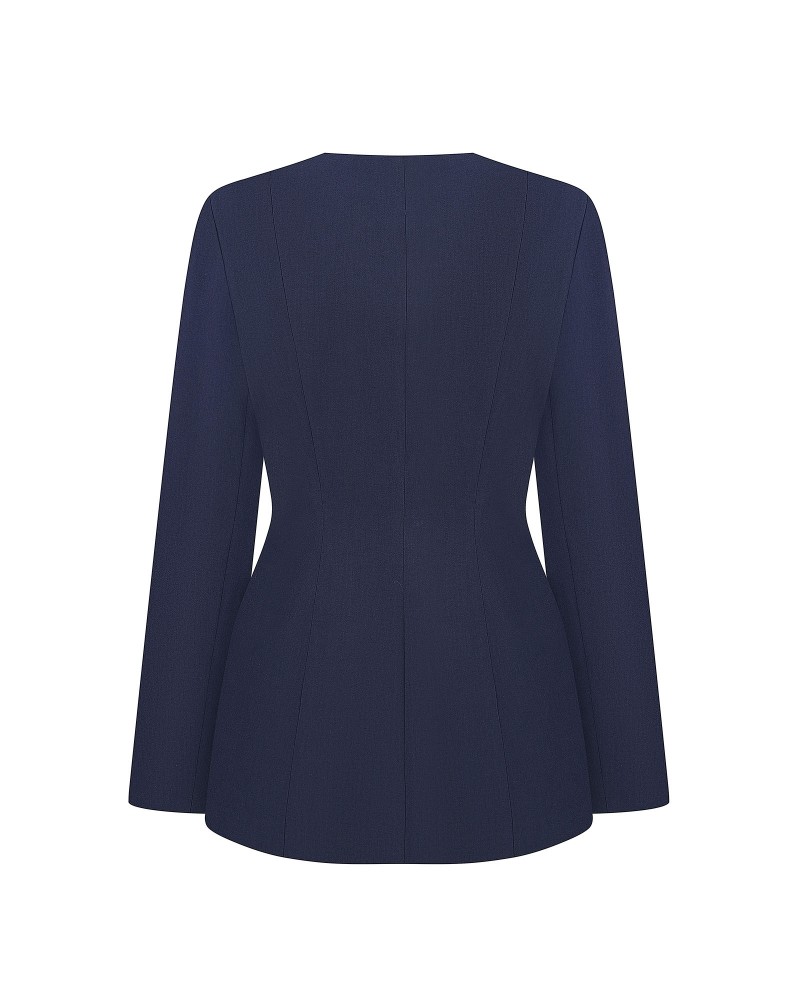 Синій жакет приталеного крою FASHIONISTA
