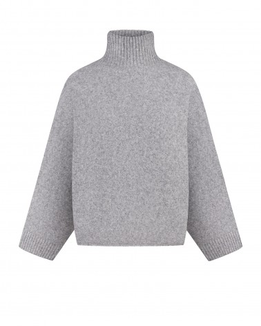 Сірий светр з коміром стійкою та широкими рукавами FASHIONISTA