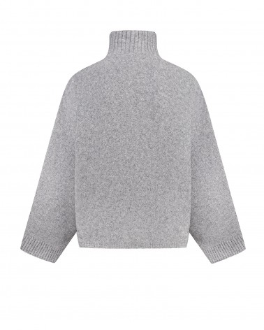 Сірий светр з коміром стійкою та широкими рукавами FASHIONISTA