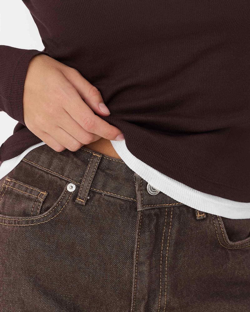 Коричневий комбінований лонгслів з довгими рукавами FASHIONISTA