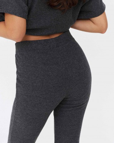 Темно-сірі трикотажні штани-кльош текстуровані FASHIONISTA