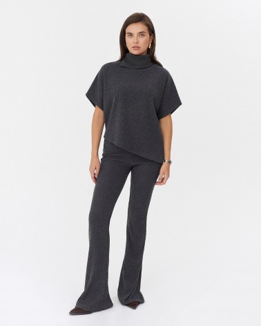 Темно-сірі трикотажні штани-кльош текстуровані FASHIONISTA