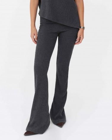 Темно-сірі трикотажні штани-кльош текстуровані FASHIONISTA