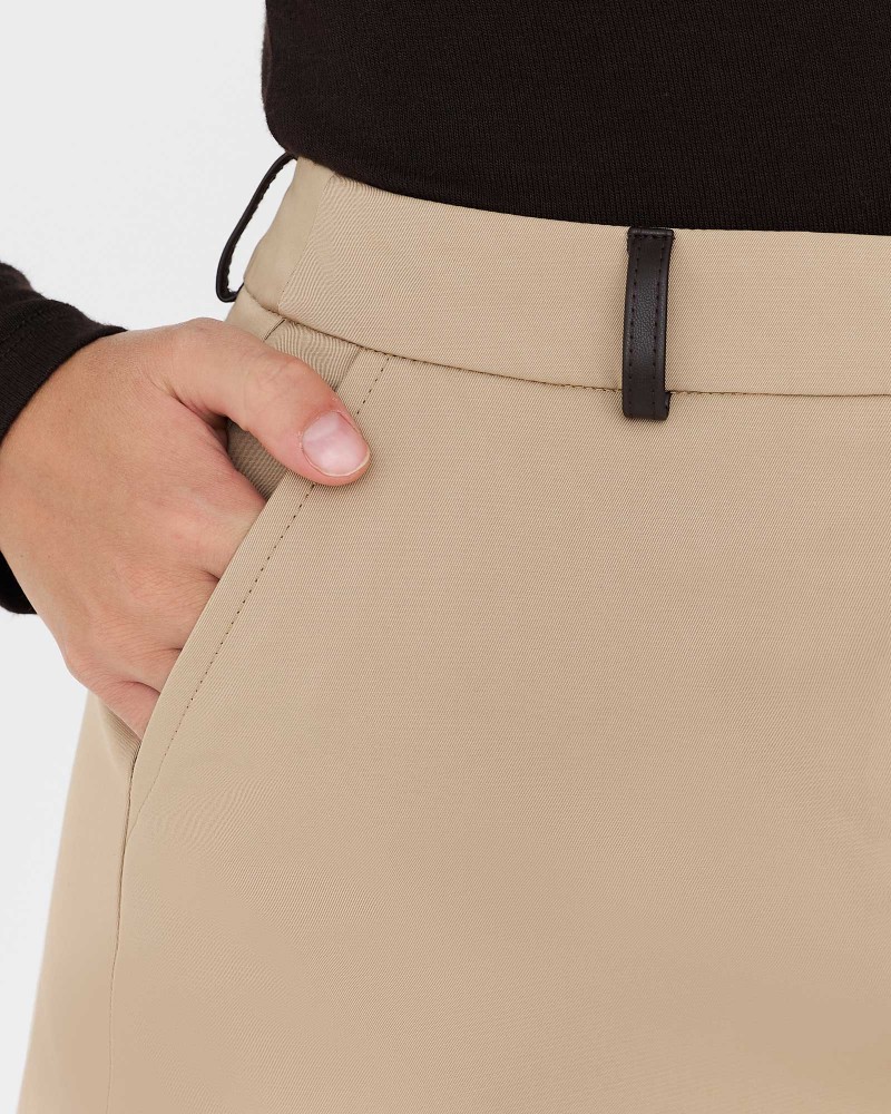 Бежева мініспідниця з вставками зі штучної шкіри FASHIONISTA