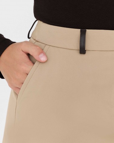 Бежева мініспідниця з вставками зі штучної шкіри FASHIONISTA