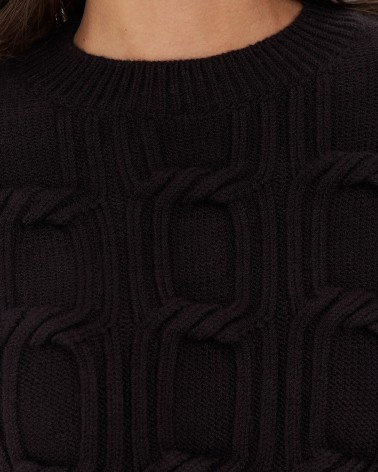 Коричневий джемпер з плетенням та манжетами FASHIONISTA