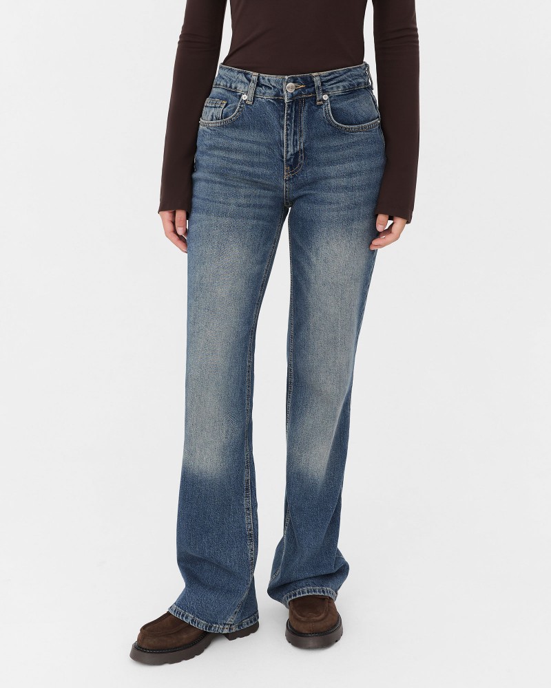 Сині джинси прямого крою з виваркою FASHIONISTA