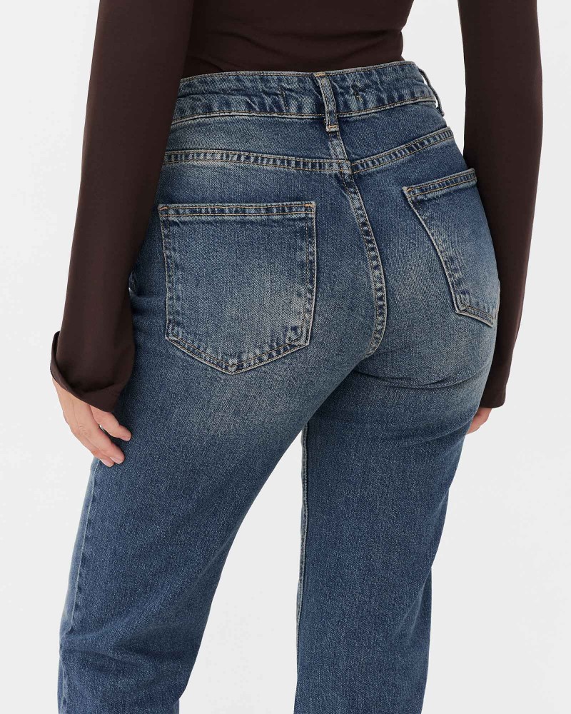 Сині джинси прямого крою з виваркою FASHIONISTA