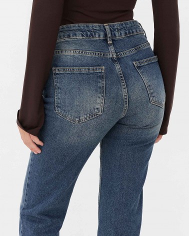 Сині джинси прямого крою з виваркою FASHIONISTA