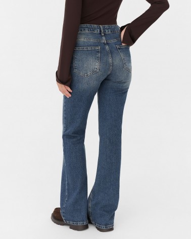 Сині джинси прямого крою з виваркою FASHIONISTA