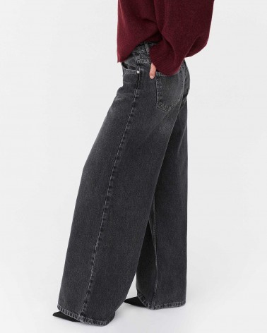 Темно-сірі широкі жинси з потертостями FASHIONISTA