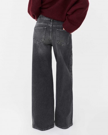 Темно-сірі широкі жинси з потертостями FASHIONISTA