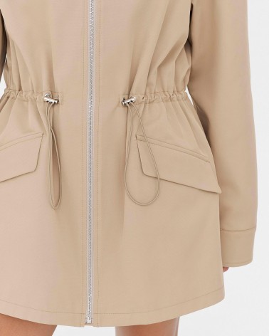 Бежева парка із вставками зі штучної шкіри FASHIONISTA