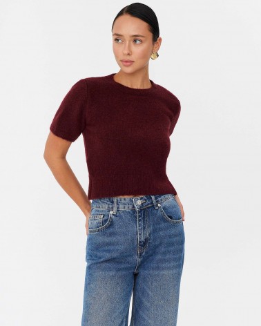 Бордовий джемпер з короткими рукавами  FASHIONISTA