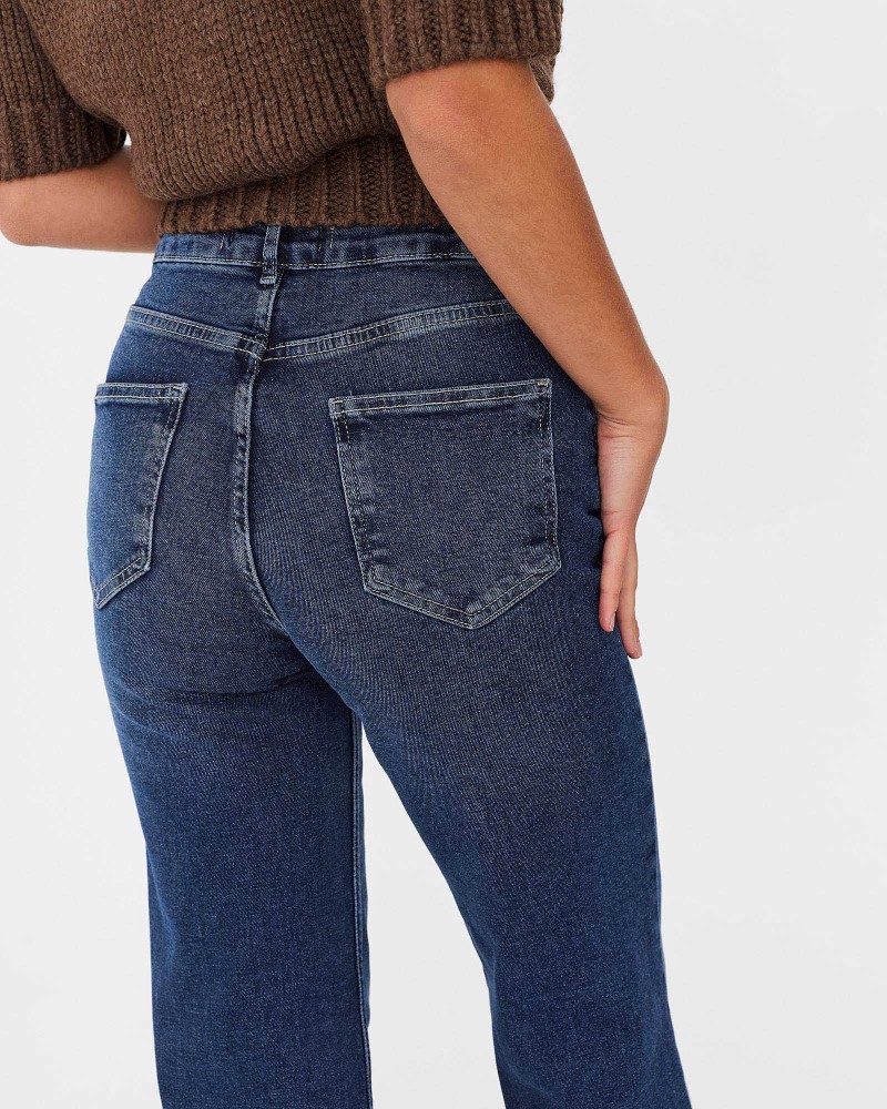 Темно-сині джинси прямого крою з потертостями FASHIONISTA