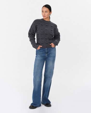 Сині джинси прямого крою з потертостями FASHIONISTA