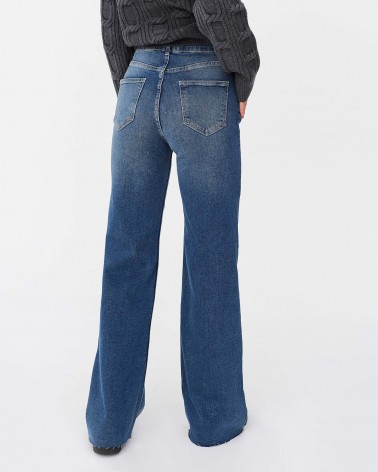 Сині джинси прямого крою з потертостями FASHIONISTA