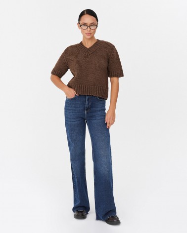 Темно-сині джинси прямого крою з потертостями FASHIONISTA