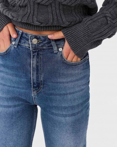 Сині джинси прямого крою з потертостями FASHIONISTA
