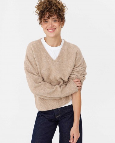 Бежевий пуловер з манжетами FASHIONISTA