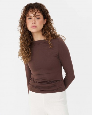 Шоколадний базовий лонгслів FASHIONISTA