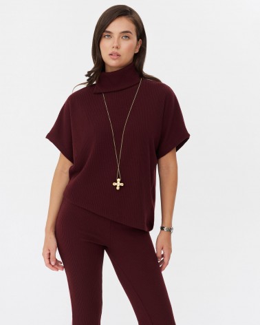 Бордовий гольф з короткими рукавами FASHIONISTA