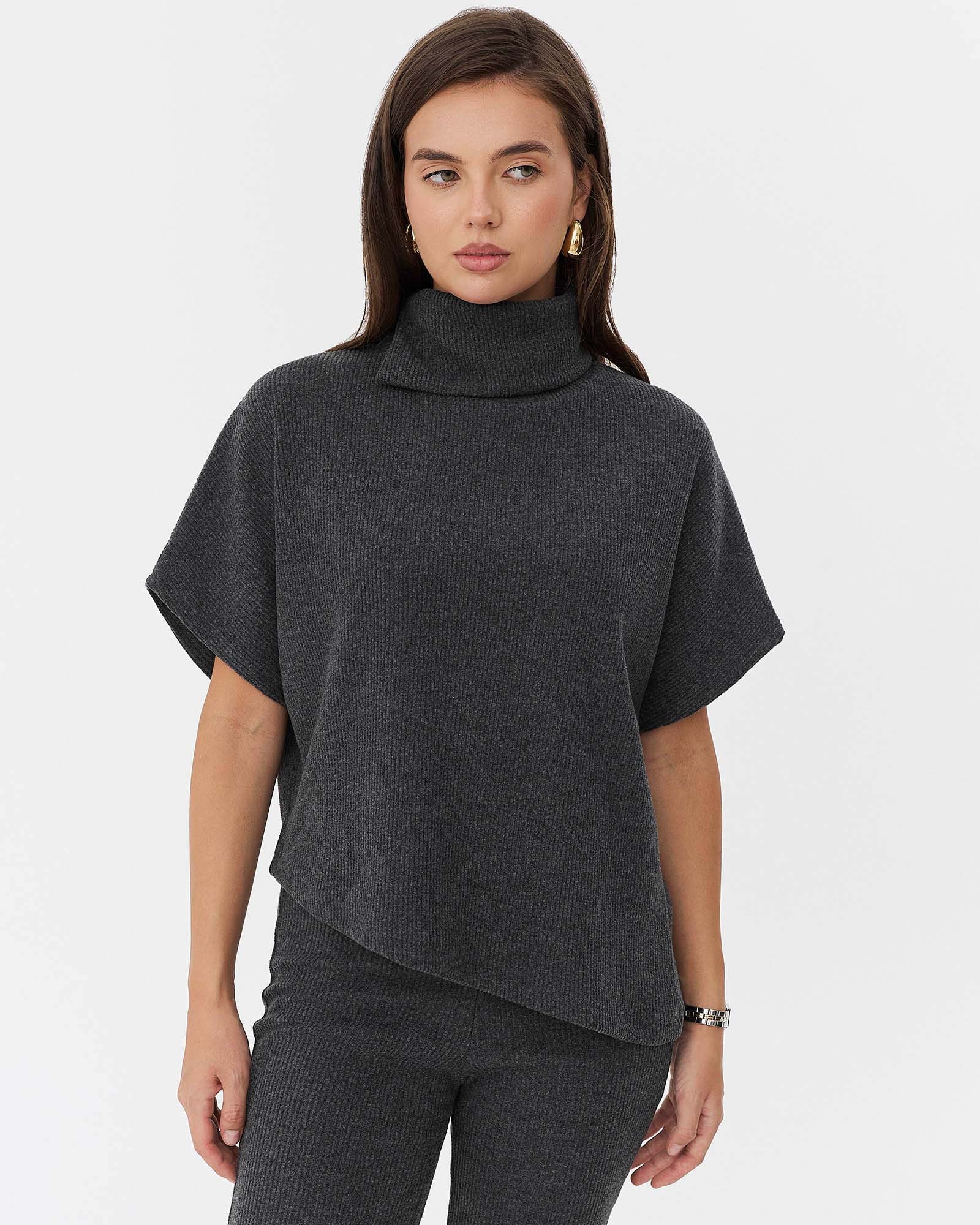 Темно-сірий гольф з короткими рукавами FASHIONISTA