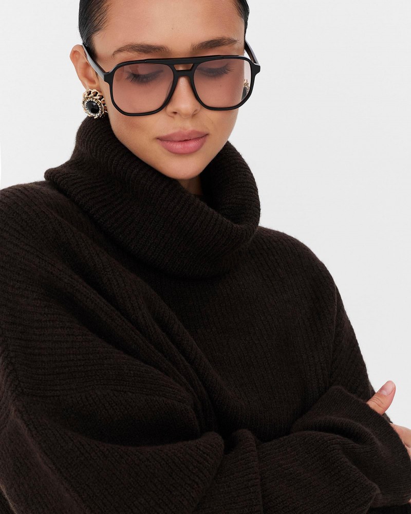 Темно-коричневий подовжений светр крою оверсайз FASHIONISTA Темно-коричневий подовжений светр крою оверсайз FASHIONISTA