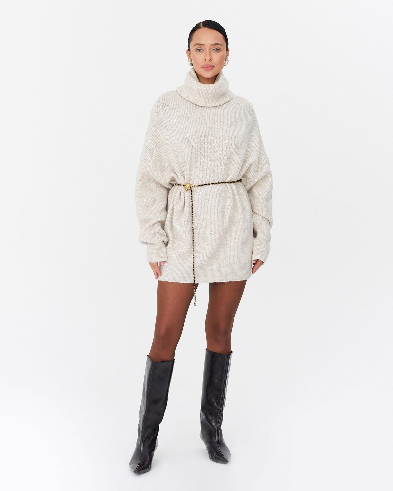 Світло-бежевий подовжений светр крою оверсайз FASHIONISTA Світло-бежевий подовжений светр крою оверсайз FASHIONISTA