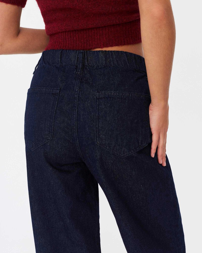 Темно-сині джинси Straight з зав'язками FASHIONISTA