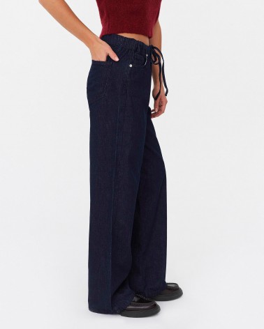 Темно-сині джинси Straight з зав'язками FASHIONISTA