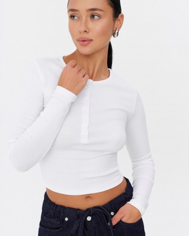 Білий лонгслів з прихованою застібкою FASHIONISTA