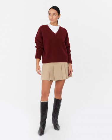 Бордовий пуловер з манжетами FASHIONISTA