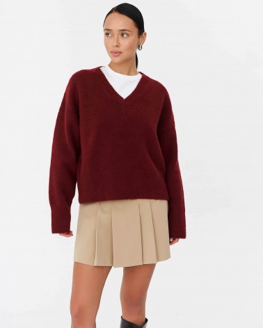 Бордовий пуловер з манжетами FASHIONISTA