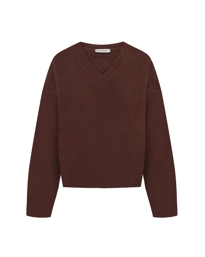Коричневий пуловер з манжетами FASHIONISTA