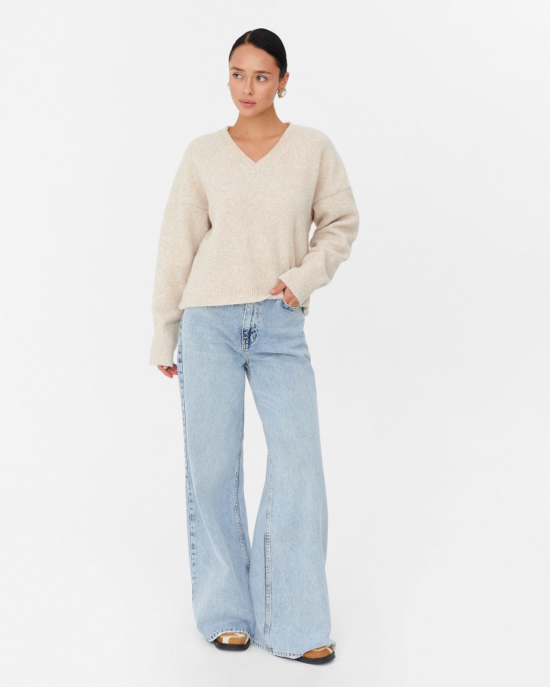 Світло-бежевий пуловер з манжетами FASHIONISTA