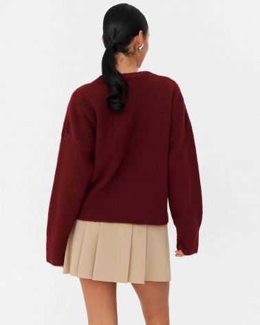 Бордовий пуловер з манжетами FASHIONISTA